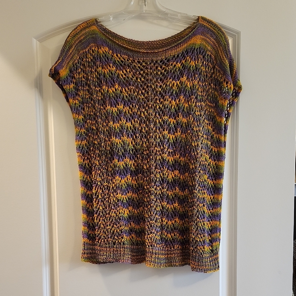 Multicolor Knit Short Sleeve Top